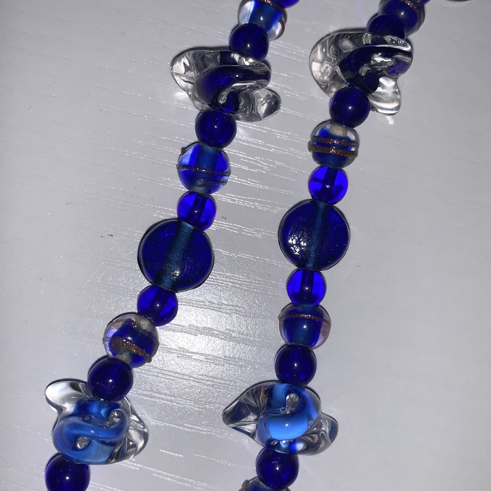 BLUE SEA-GLASS NECKLACE AND EARRINGS - Picture 6 of 8